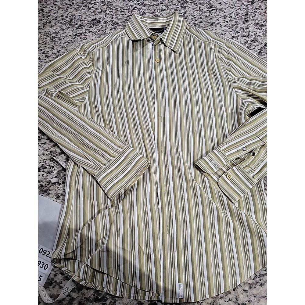 Men's DKNY Shirt‎ - Small - Striped - Gold/white
